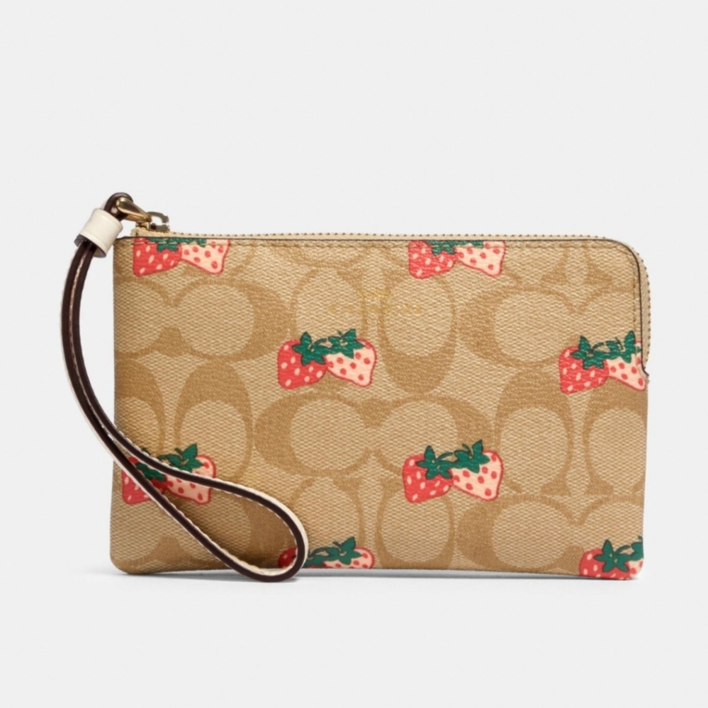 COACH Wristlet In Strawberry Print